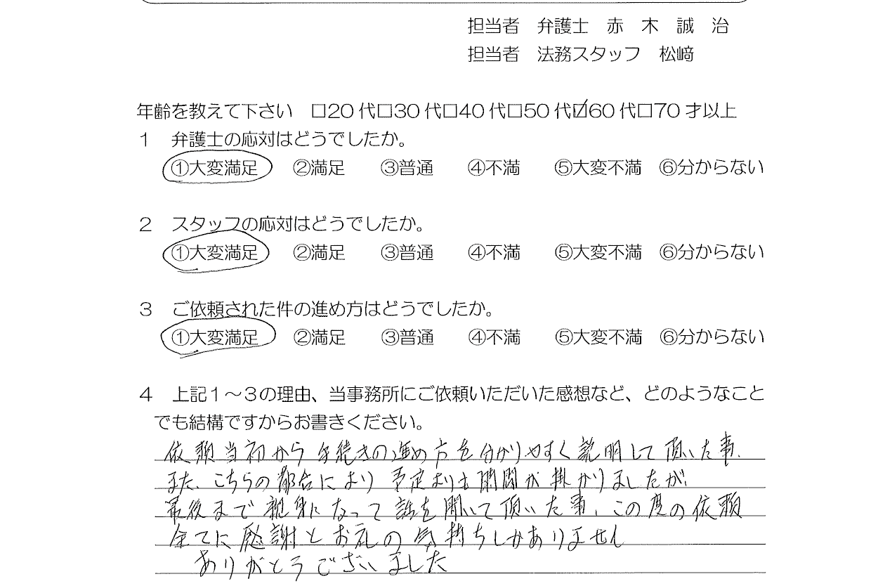 お客様の声（ご依頼者の声）評判・口コミ